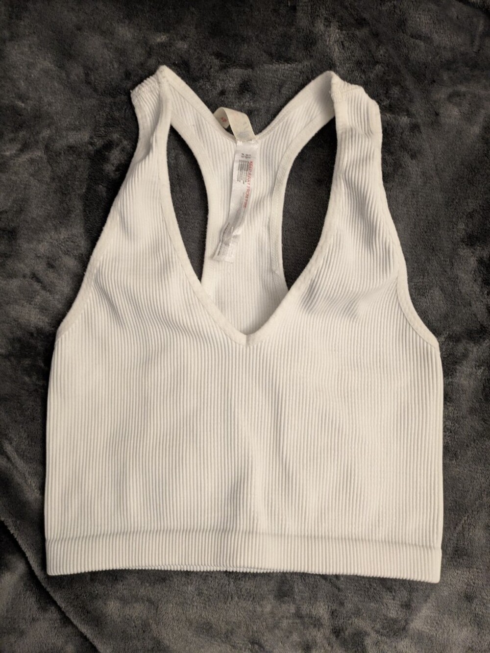 Free People White Ribbed Racerback Tank - Picture 1 of 4